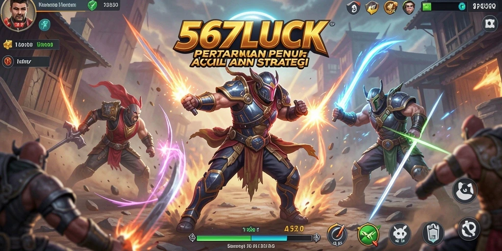 Tampilan aksi pertarungan seru di 567LUCK dengan karakter khas.