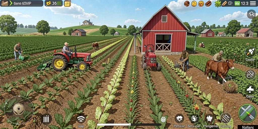Tampilan gameplay 6SVIP yang memungkinkan pemain mengelola pertanian.