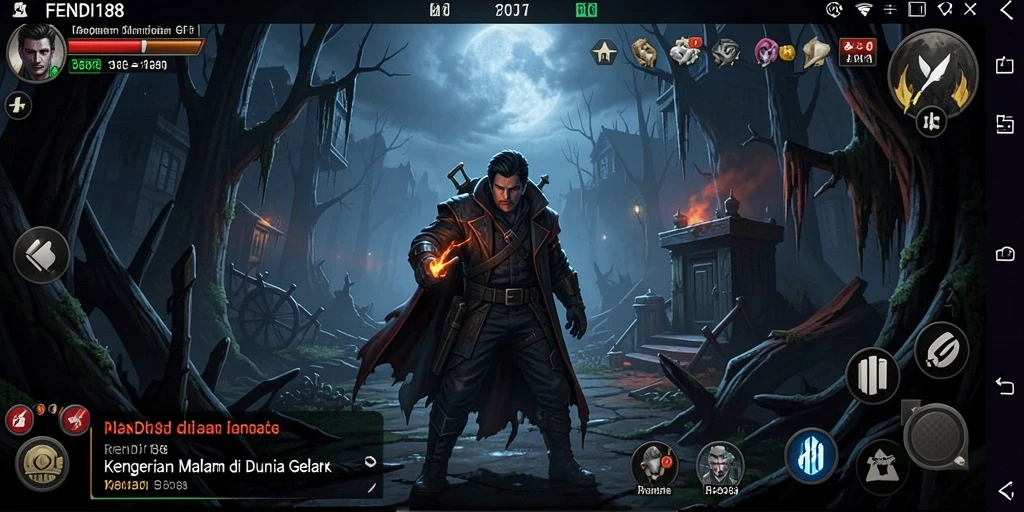 Tampilan gameplay FENDI188 yang menegangkan dengan suasana Horror yang mencekam.