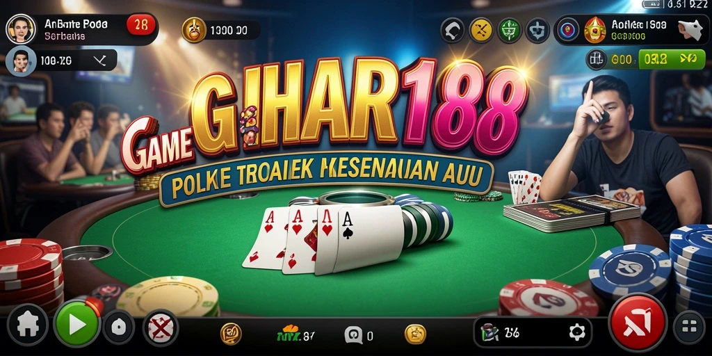 Screenshot gameplay GAHAR188 menampilkan aksi poker yang mendebarkan.