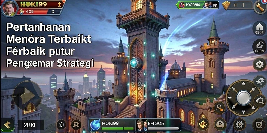 Tangkapan layar gameplay HOKI99 menampilkan pertarungan menara yang intens dan strategis.