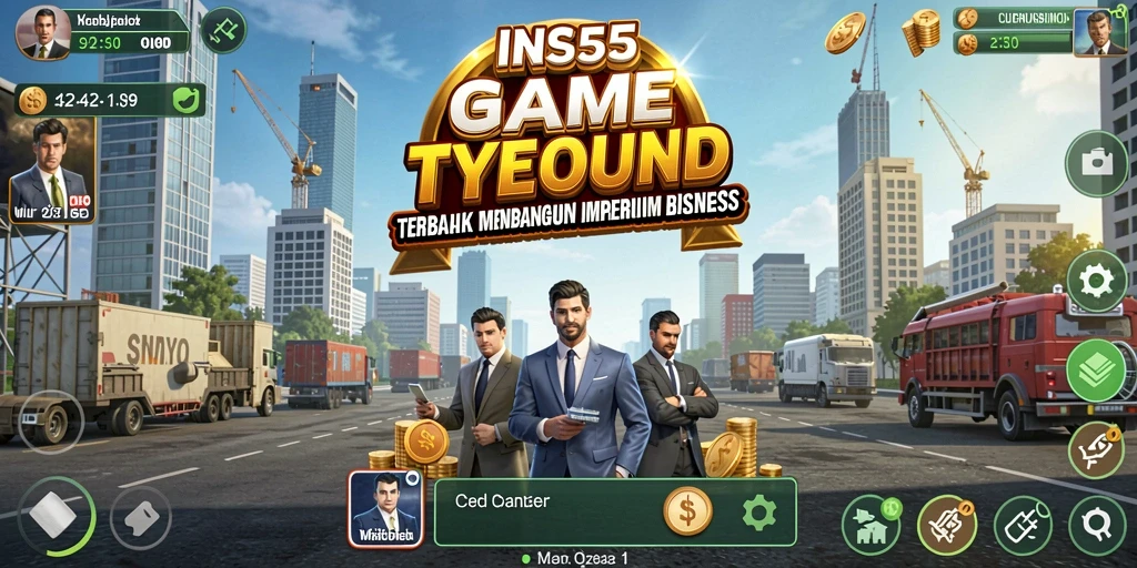 Tampilan dinamis gameplay Tycoon dalam INS55 dengan aktivitas bisnis yang seru.