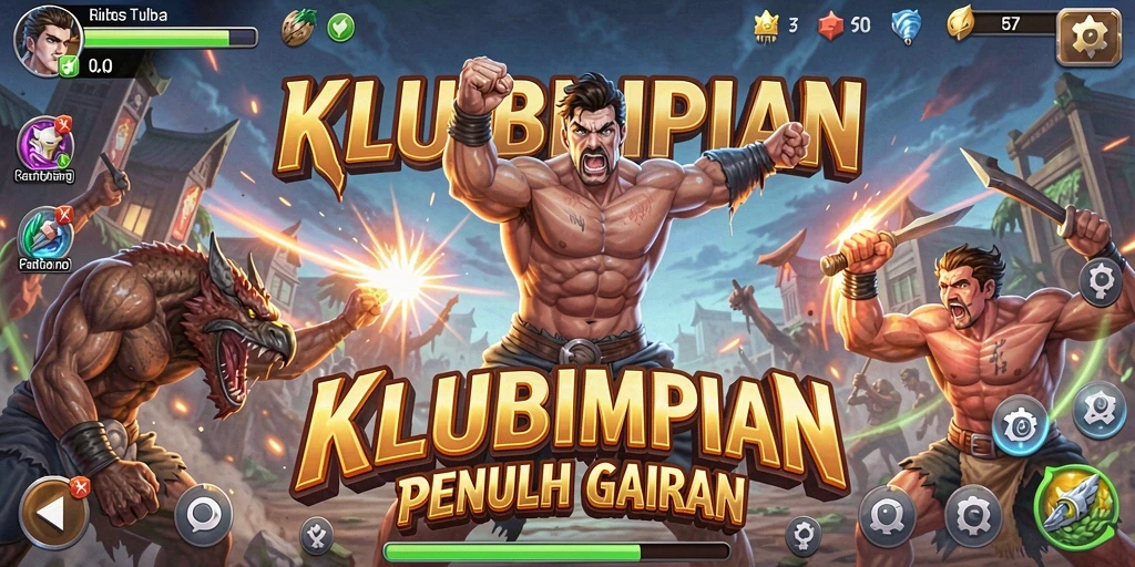 Tampilan utama gameplay KLUBIMPIAN yang penuh aksi dan strategi.