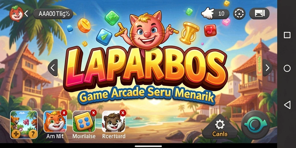 Tangkapan layar dari gameplay LAPARBOS yang menampilkan level Arcade penuh aksi.