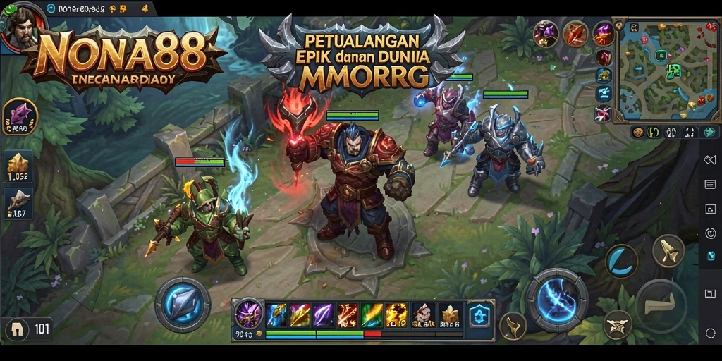 Screenshot utama NONA88 menampilkan aksi seru dalam game MMORPG.