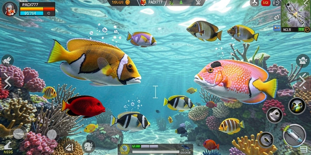 Tampilan gameplay PADI777 dengan aksi menembak ikan yang seru.
