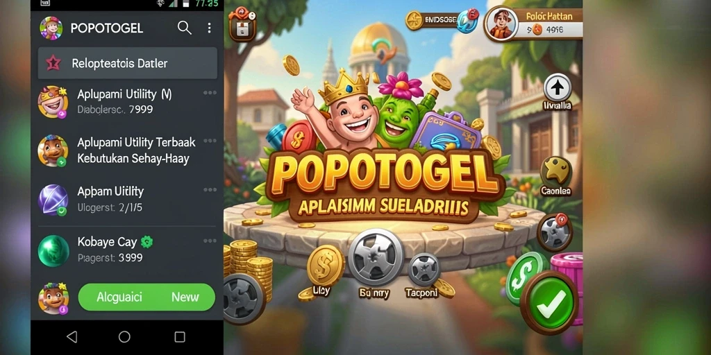 Screenshot utama POPOTOGEL menampilkan antarmuka aplikasi Utility yang user-friendly.