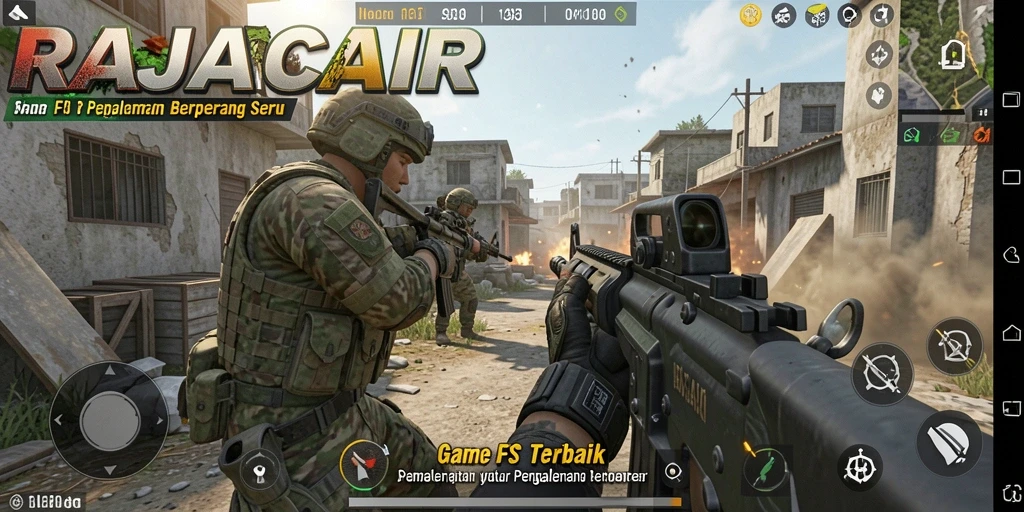 Tampilan gameplay seru di RAJACAIR dengan aksi tembak-tembakan seru.