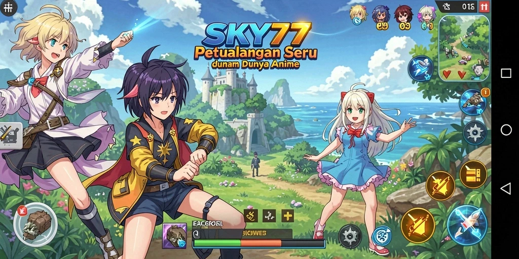 Tampilan menakjubkan dari gameplay Anime di SKY77 dengan karakter-karakter menarik.