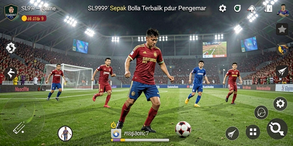 Tampilan gameplay SL999 yang mengesankan dengan aksi sepak bola seru.