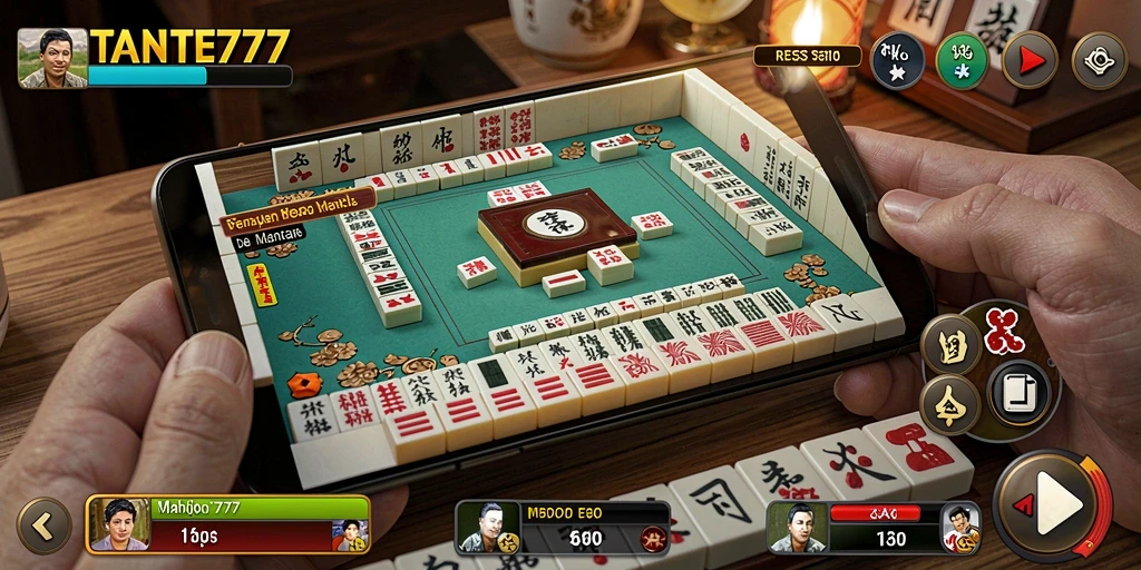 Tampilan gameplay seru TANTE777 dalam permainan Mahjong.