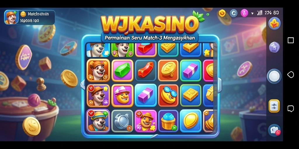 Tampilan gameplay seru WJKASINO dengan tantangan Match-3.